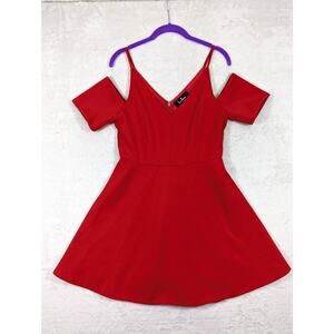 Lulu's Cold Shoulder Red Skater Dress Size Medium